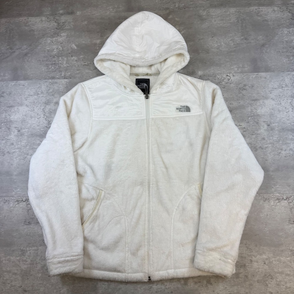 The North Face Womens Osito Hooded Fleece Jacket White Full Zip‎ Large